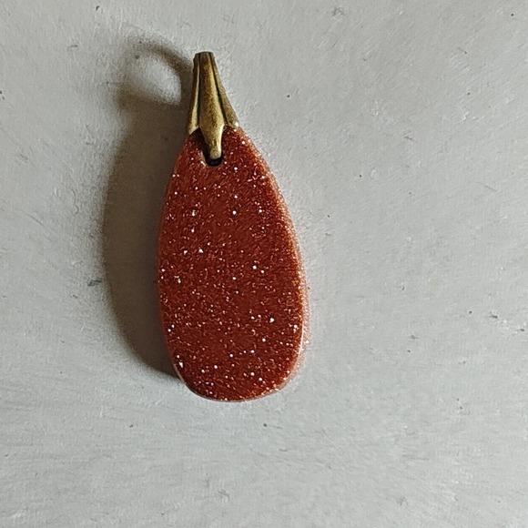 Victorian Goldstone Sweater Collar Clip Earrings Pendant Jewelry Set Shimmer - Picture 3 of 12